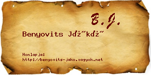 Benyovits Jákó névjegykártya